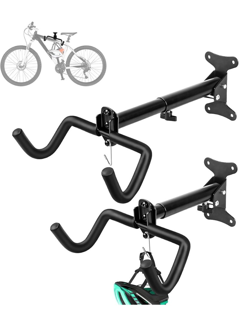Soofam 2Pack Garage Bike Wall Rack, Adjustable Bicycle Hanger Wall Mount Storage, Horizontal Hook Holder for Hanging Mountain Bike,Road Bike,Hybrid Bike (Black) - Image 1