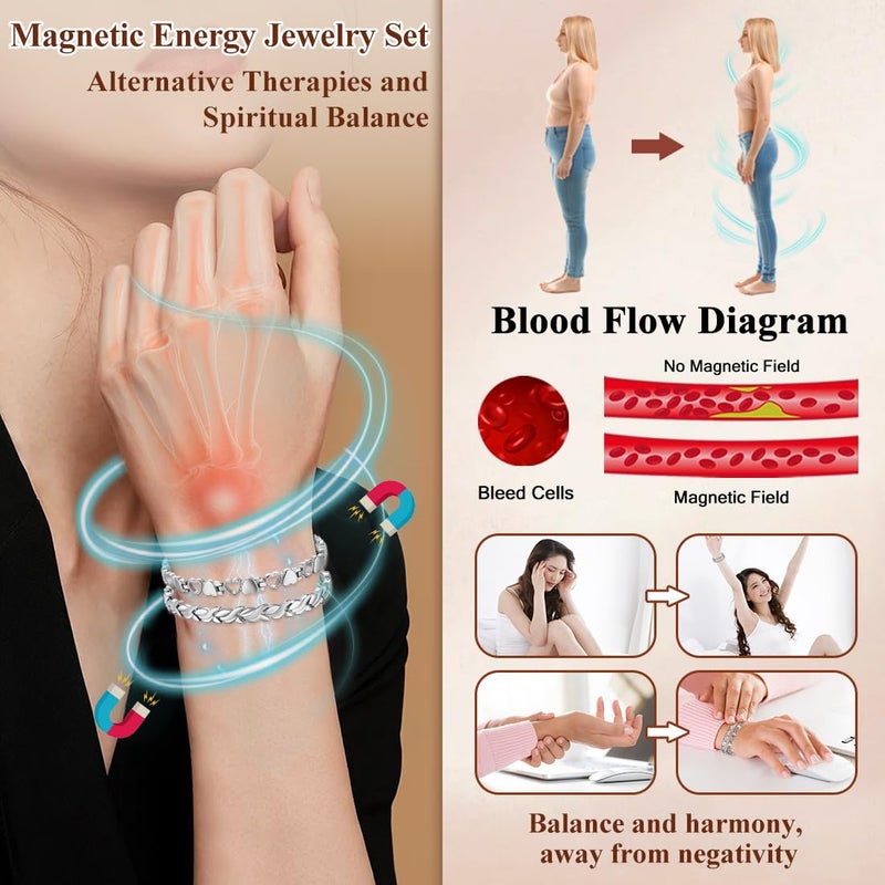 Cigmag 2PCS Magnetic Bracelets for Women Adjustable Titanium Steel Magnetic Bracelet with Strength Magnets Sizing Tool and Present Box - Image 3