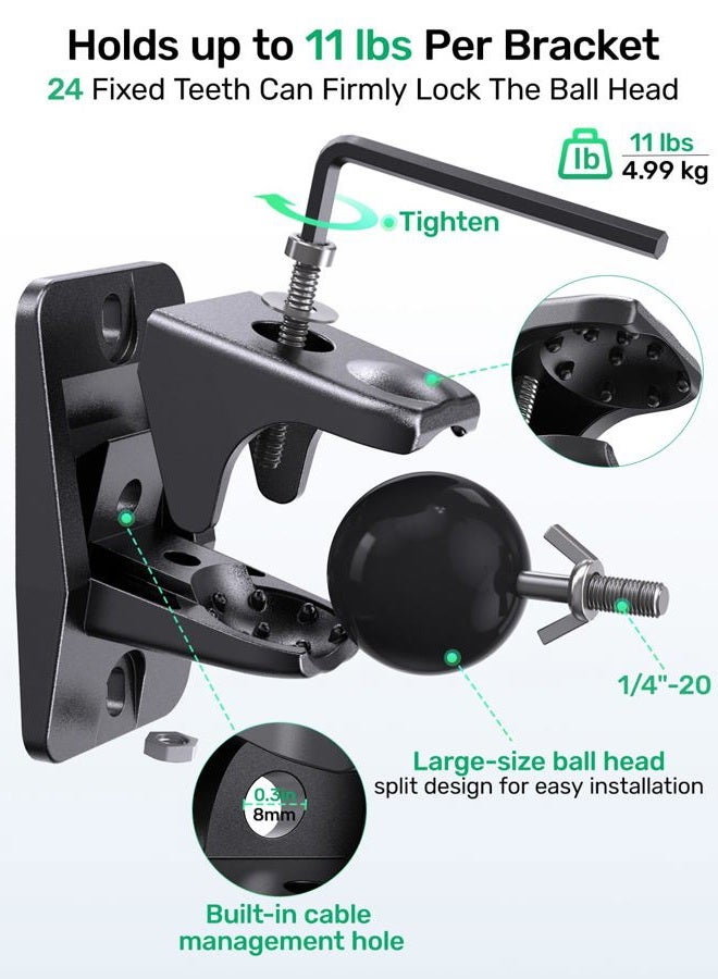 Borenbuir Surround Sound Speaker Wall Mount，Ceiling Mount Bracket for Universal Satellite, fits Keyhole and Thread Hole with 1/4 20 Threads, 5mm and 4mm One Pair，Black - Image 4