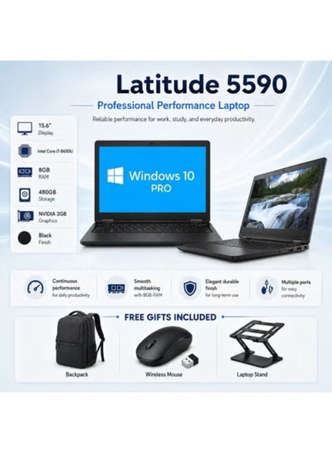 لابتوب بشاشة 15.6 بوصة ومعالج كور i7 وذاكرة 8 جيجابايت ومحرك أقراص 480 جيجابايت وبطاقة رسومات 2 جيجابايت مع هدايا مجانية للعمل والدراسة والاستخدام اليومي - Image 1