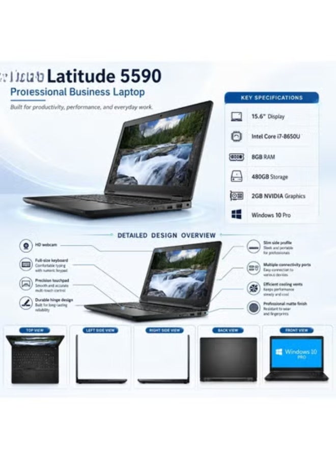 لابتوب بشاشة 15.6 بوصة ومعالج كور i7 وذاكرة 8 جيجابايت ومحرك أقراص 480 جيجابايت وبطاقة رسومات 2 جيجابايت مع هدايا مجانية للعمل والدراسة والاستخدام اليومي - Image 3