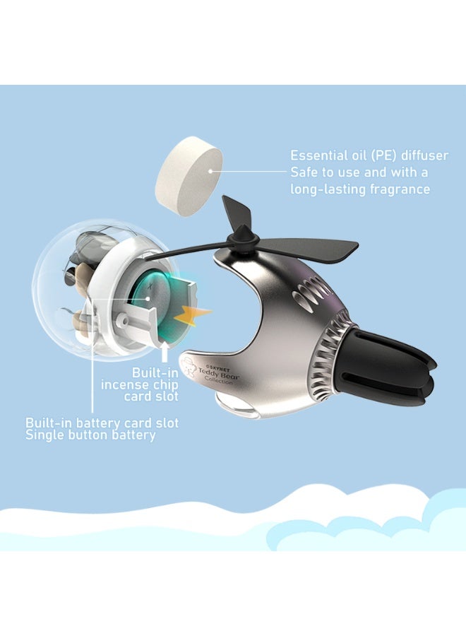 لطيف الفضة تيدي على متن جهاز تنقية الهواء، على متن ناشر، مجهزة بمروحة دوارة، على متن الهواء التهوية العطر، على متن العطر، الديكورات الباردة، على متن الملحقات، مع نوعين من الروائح (العطر البحري وعطر العطر) - Image 3