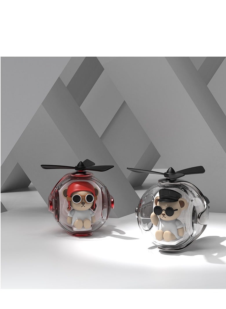 لطيف الفضة تيدي على متن جهاز تنقية الهواء، على متن ناشر، مجهزة بمروحة دوارة، على متن الهواء التهوية العطر، على متن العطر، الديكورات الباردة، على متن الملحقات، مع نوعين من الروائح (العطر البحري وعطر العطر) - Image 1