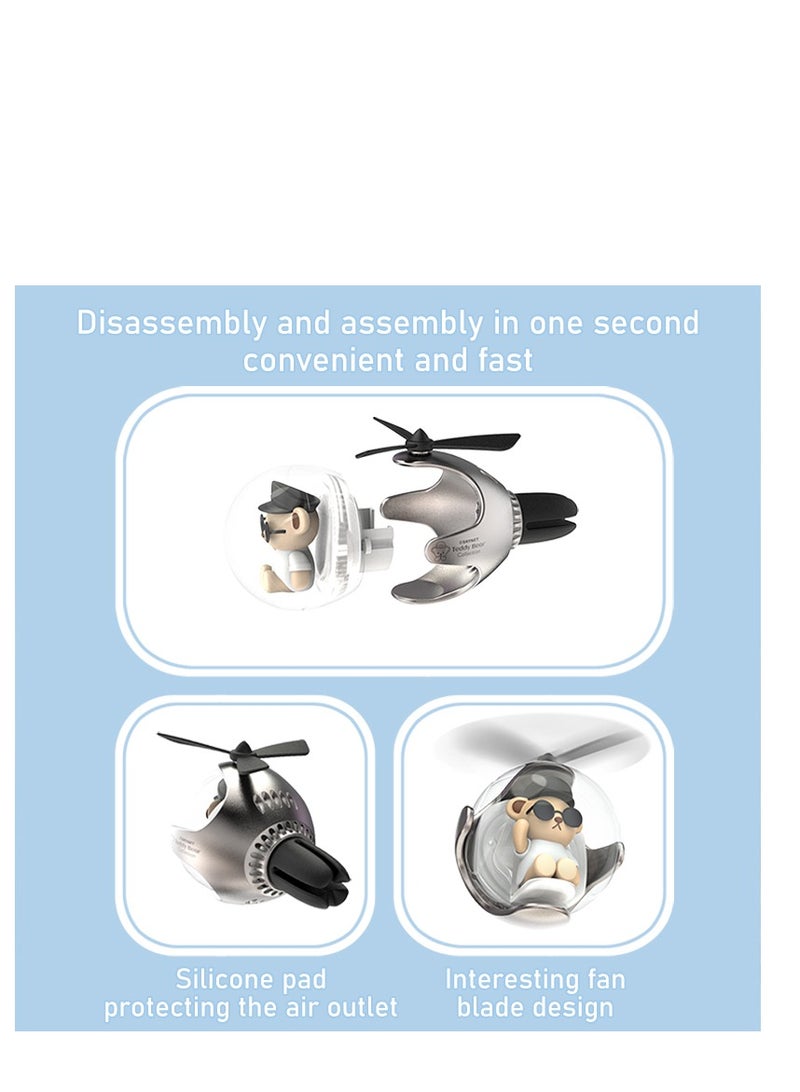 لطيف الفضة تيدي على متن جهاز تنقية الهواء، على متن ناشر، مجهزة بمروحة دوارة، على متن الهواء التهوية العطر، على متن العطر، الديكورات الباردة، على متن الملحقات، مع نوعين من الروائح (العطر البحري وعطر العطر) - Image 4