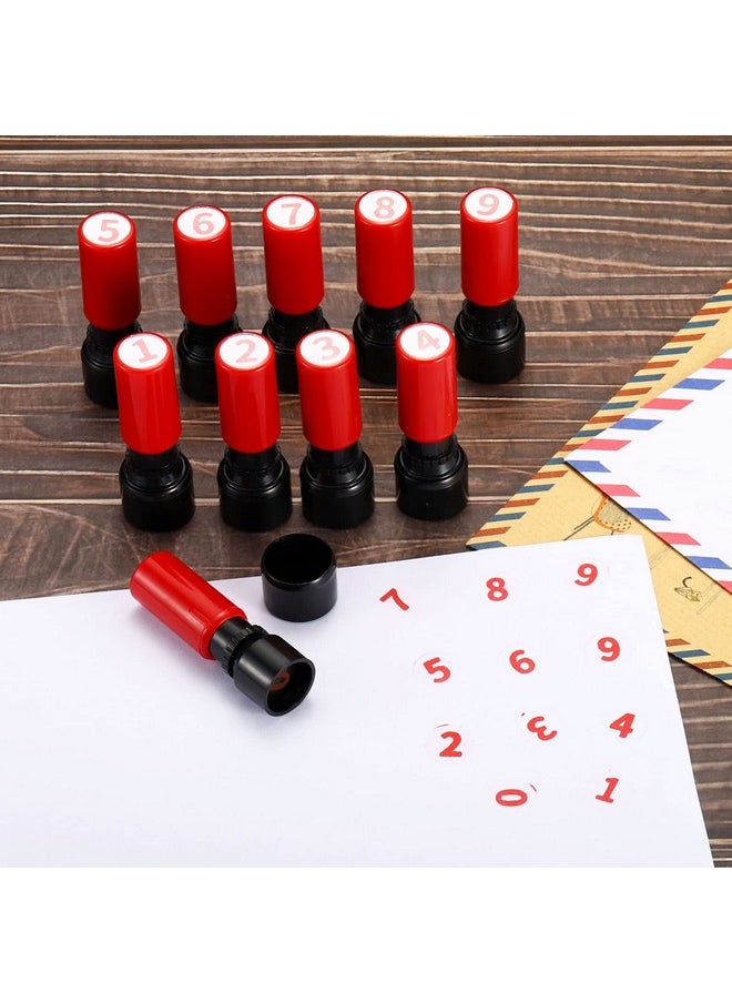 PATIKIL - Number Stamps Self Inking, Numeral 7 7Mm Number Stamp Teacher Stamp Initial Stamp Ink Stamp For Class Notebook Scrapbooking Diy Craft, Red Shell - Image 1