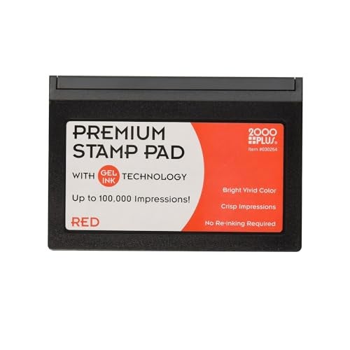 2000 PLUS Stamp Pad, Premium Gel Stamp Pad for Red Ink, Size Number 1, Long Lasting 2.75” by 4.25” (030254) - Image 1
