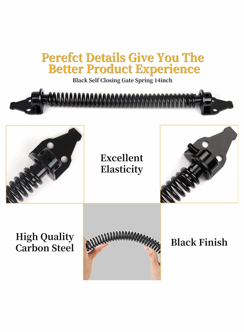 SYOSI Gate Spring Closer 14 Inch Self Closing Gate Spring Metal Adjustable Gate Closer Heavy Duty Closing Spring Metal Spring Closure for Light to Heavy Duty Wooden Gates Door Fence Black for Wooden Gate - Image 2