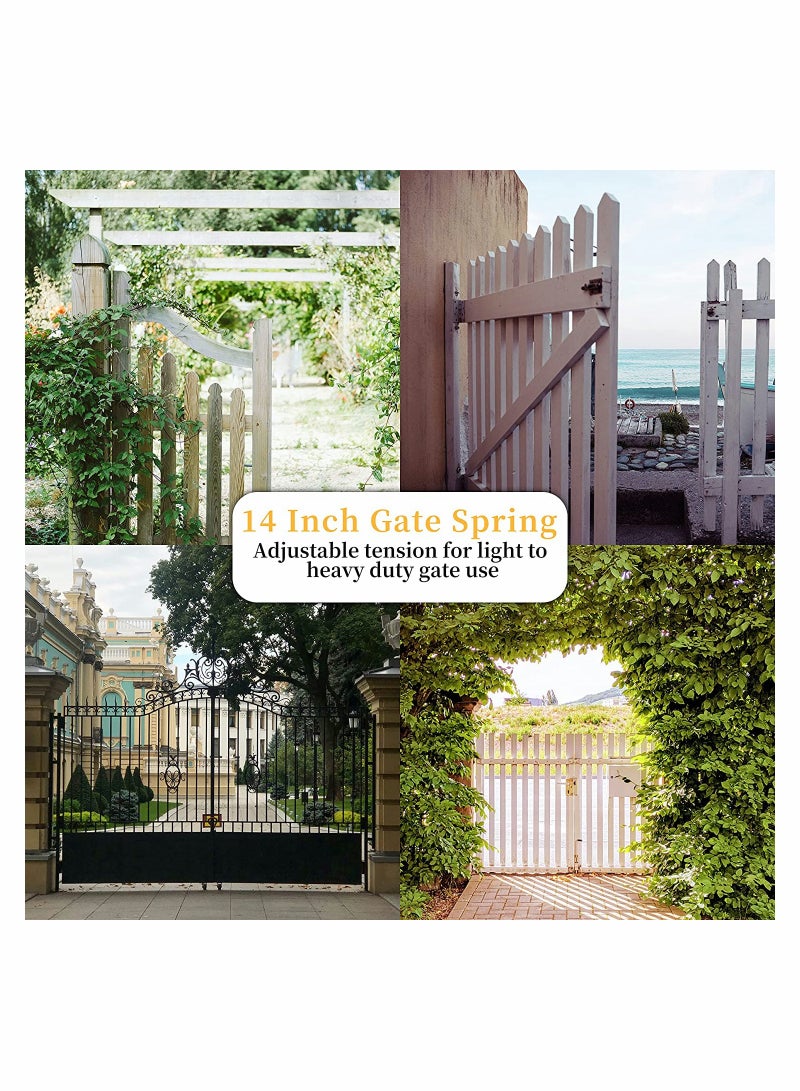 SYOSI Gate Spring Closer 14 Inch Self Closing Gate Spring Metal Adjustable Gate Closer Heavy Duty Closing Spring Metal Spring Closure for Light to Heavy Duty Wooden Gates Door Fence Black for Wooden Gate - Image 5