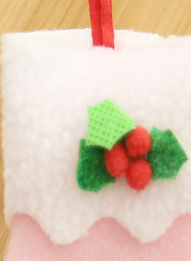 أموسفون زينة جوارب عيد الميلاد الصغيرة من الفلانيل من آموسفن - 6 قطع من زينة شجرة عيد الميلاد المصنوعة من القماش الناعم، جوارب صغيرة معلقة، يتم إرسالها بلون عشوائي - Image 4