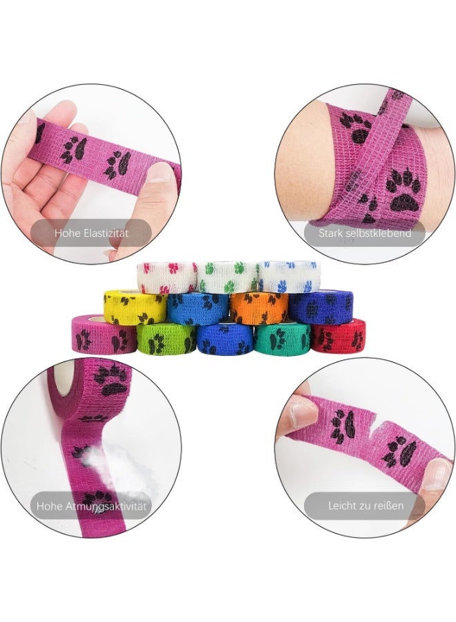 Meetion 12 Rolls Self-Adhesive Bandage Animal Bandage Dog Vet Wrap Pet Self-Adhesive Bandage for Fingers, Wrists, Knees, Ankle Sprains and Swelling - Image 4