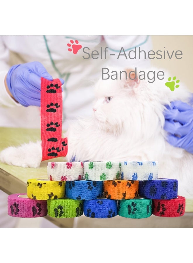 Meetion 12 Rolls Self-Adhesive Bandage Animal Bandage Dog Vet Wrap Pet Self-Adhesive Bandage for Fingers, Wrists, Knees, Ankle Sprains and Swelling - Image 3