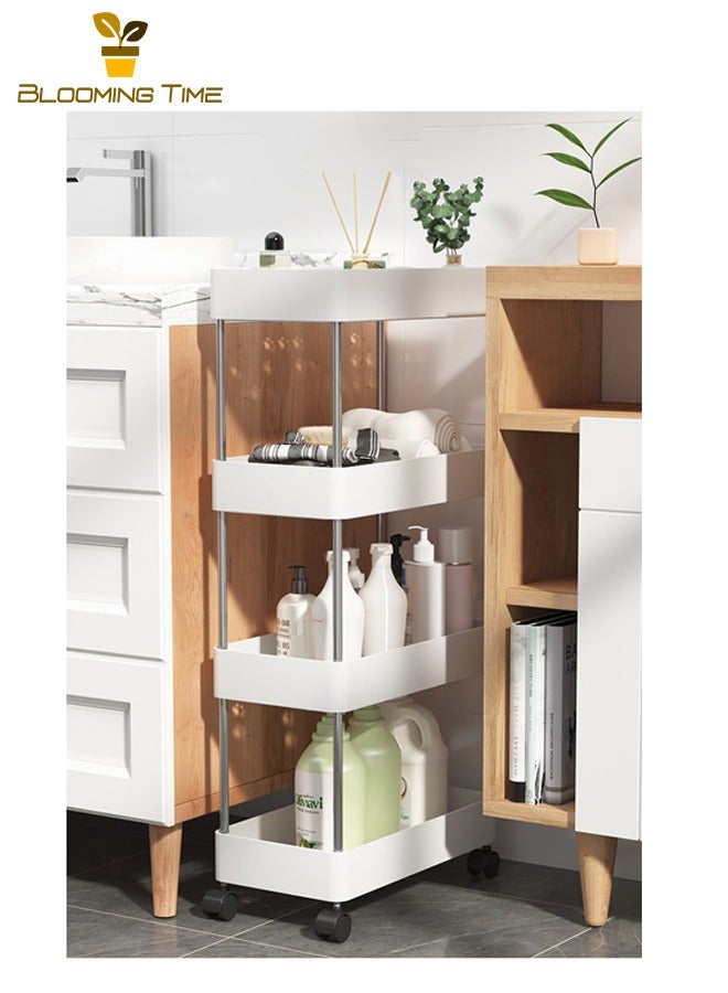 بلومنغ تايم عربة تخزين مكونة من 4 طبقات، رف حمام، رف حمام، رف حمام متعدد الطبقات، رف تخزين مطبخ رف حمام متعدد الطبقات، رف تخزين مطبخ رف حمام رفوف متحرك قابل للإزالة، أبيض - Image 3