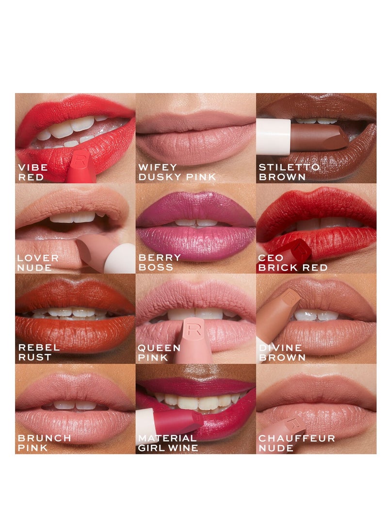 REVOLUTION - Makeup Revolution Lip Allure Soft Satin Lipstick Material Girl Wine - Image 1