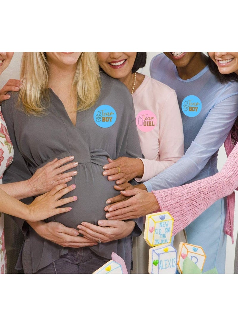 كاست ويف ملصقات الكشف عن جنس المولود، 72 قطعة من ملصقات الأطفال مع حروف ذهبية لامعة لفريق الصبي وفريق الفتاة لديكورات حفلات استقبال المولود وألعاب حفلات الكشف عن جنس المولود - Image 3