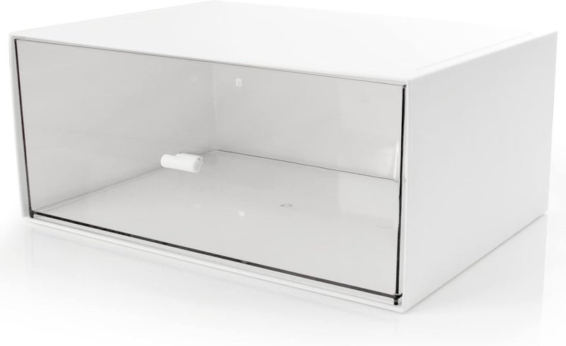 kulusion Desk Drawer Organizer, Stackable Storage Drawers, White Plastic, Ideal for Makeup Storage, Bathroom, Accessories etc Large 1 Drawer (White) - Image 1