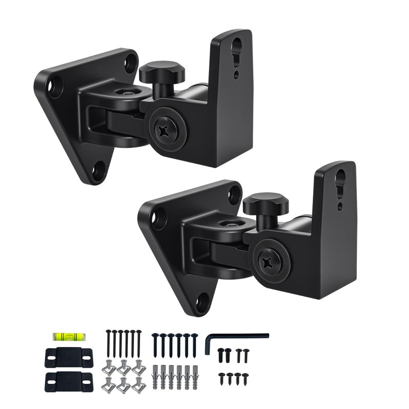Howonder Speaker Wall Mount,Swivel & Tilt,All Aluminium Wall Speaker Mount for Small Speakers,Hold up to 30lbs,HD-818,2 Packs(Black) - Image 1