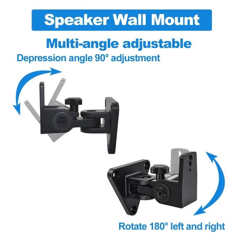 Howonder Speaker Wall Mount,Swivel & Tilt,All Aluminium Wall Speaker Mount for Small Speakers,Hold up to 30lbs,HD-818,2 Packs(Black) - Image 2