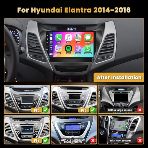 Hikity 8 Core 4+64GB for Hyundai Elantra 2014-2016 Android 15 Car Stereo Wireless Apple Carplay, 9 Inch IPS Touchscreen Car Radio 59UI GPS Navigation WiFi 32EQ DSP Backup Camrea - Image 2