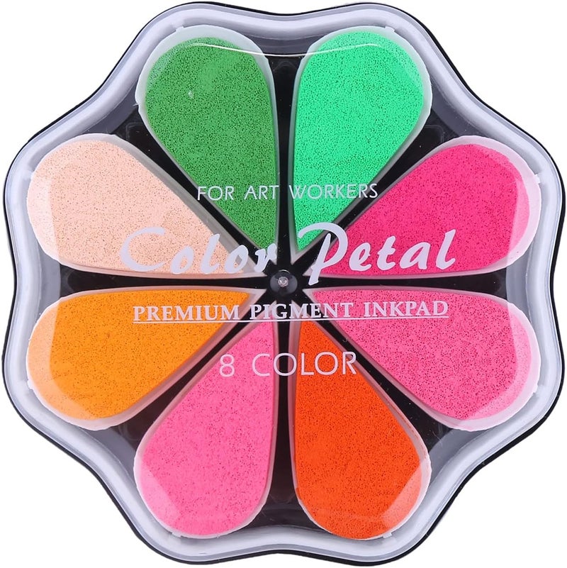 YPSelected Petal Ink Pads for Rubber Stamps Waterdrop Shaped Stamp Pads with 8 Assorted Colors (Set 1006) - Image 1
