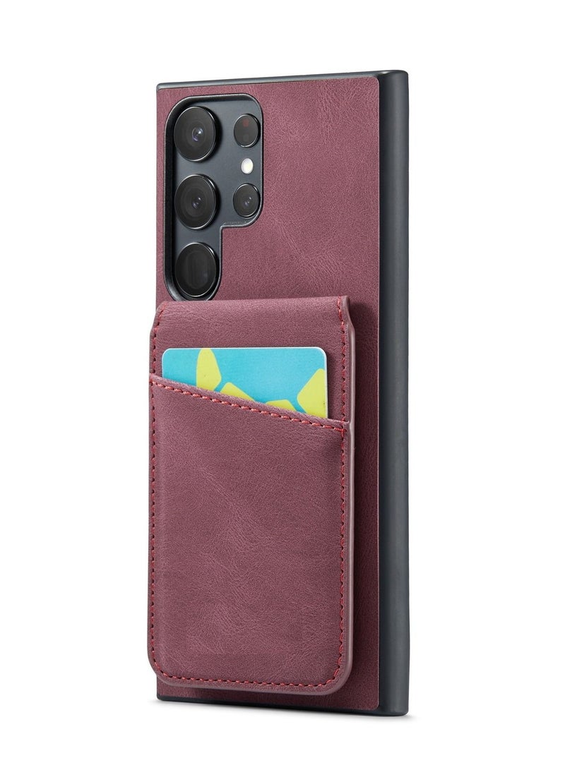 Suteni Back Cover Card Slots Leather Phone Case for Samsung - Image 1