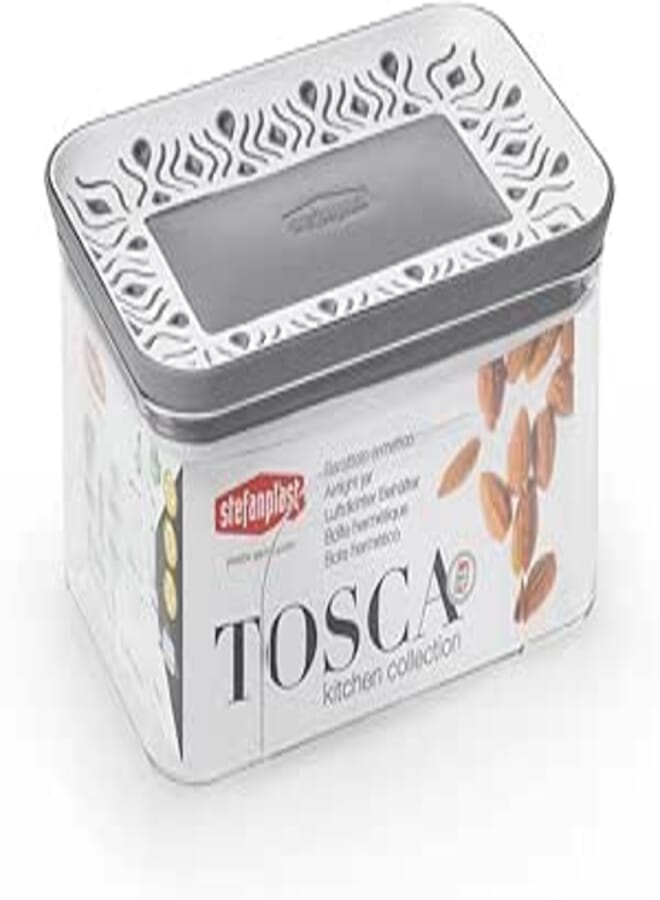 STEFANPLAST Rectangular airtight jar white - stone grey
