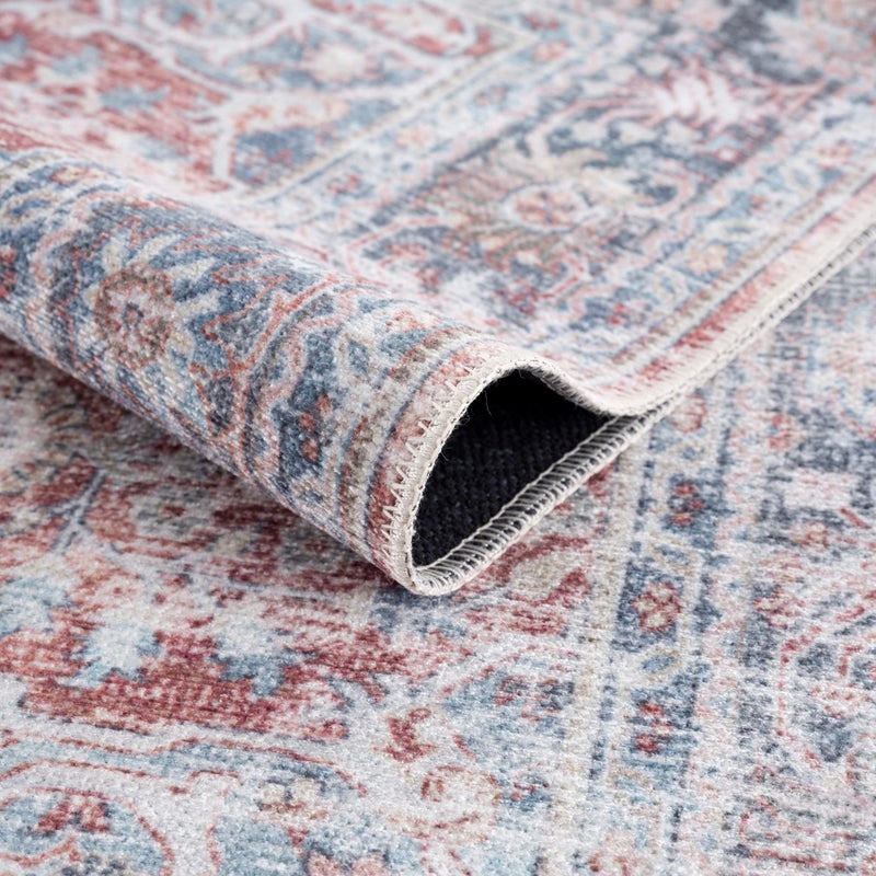 Bloom Rugs Caria Washable Non-Slip 3x5 Rug - Brick/Dark Blue Traditional Area Rug for Living Room, Bedroom, Dining Room, and Kitchen - Exact Size: 3' x 5' - Image 5