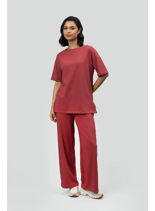 NeceSera Side-Slit Ruby Long Lounge Set