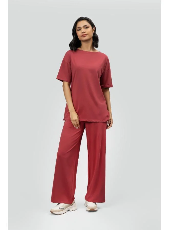 NeceSera Side-Slit Ruby Long Lounge Set