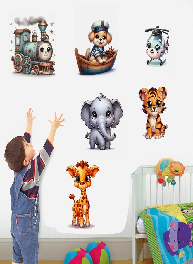 DREAM DECALS 'Cute Cartoon Animals Wall Stickers for Kids Room, PVC Vinyl, Multicolour, Size 120x120 cm, (Pack of 1) - Image 3