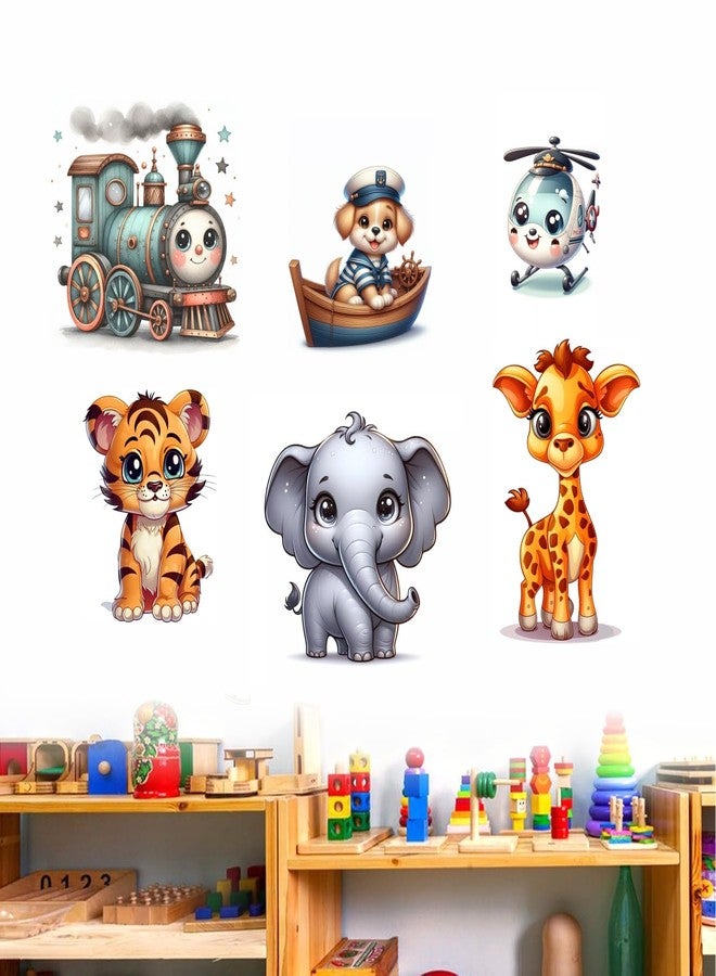 DREAM DECALS 'Cute Cartoon Animals Wall Stickers for Kids Room, PVC Vinyl, Multicolour, Size 120x120 cm, (Pack of 1) - Image 1