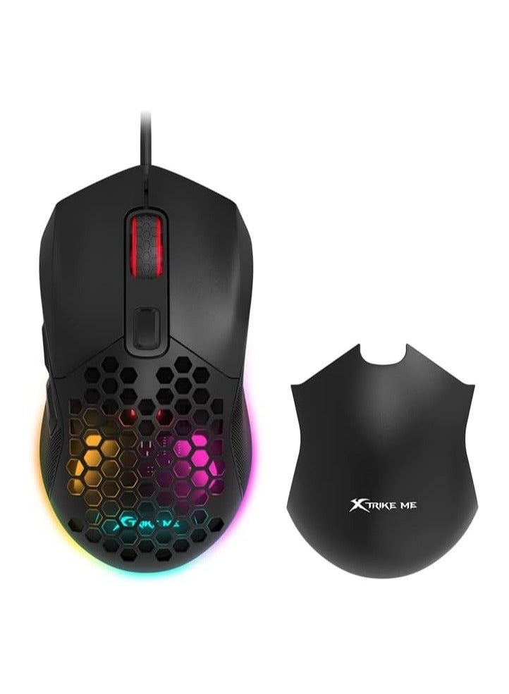XTRIKE ME GM316 Gaming Mouse RGB USB – 7200 DPI – 7 Buttons – 2 Detachable Covers – RGB Lighting – 67G weight | (GM316) - Image 1