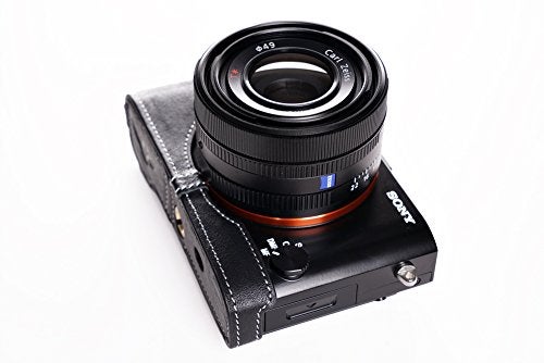 BolinUS Sony RX1R II Case, BolinUS Handmade Genuine Real Leather Half Camera Case Bag Cover for Sony RX1RII RX1R2 RX1R II (NOT FIT RX1R) Bottom Opening Version -Black - Image 4