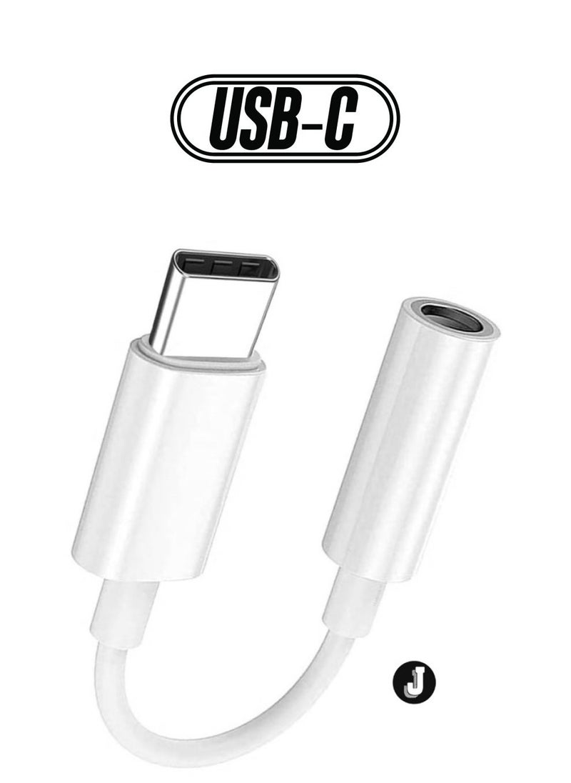 JAJEEK "Type C to 3.5mm Headphone Jack Adapter – White, High-Quality Audio Conversion" - Image 1