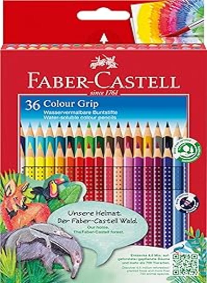 Faber-Castell COLOUR GRIP WATER-SOLUBLE PENCIL BOX 36, multicoloured, 17,5cm, F112442
