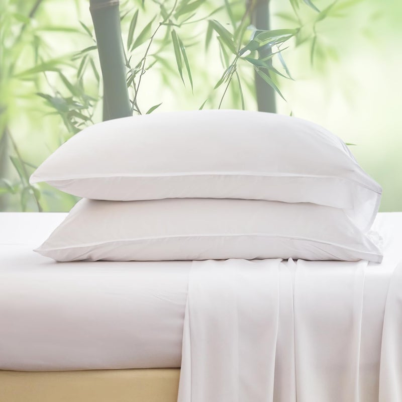 Simple&Opulence 100% Viscose from Bamboo Sheet Set 3Pcs, Cooling for Hot Sleepers, Soft Breathable Bed Sheets Set, 15" (38cm) Deep Pockets, Luxury Hotel Silky Bedding Sheets (White,Twin) - Image 1