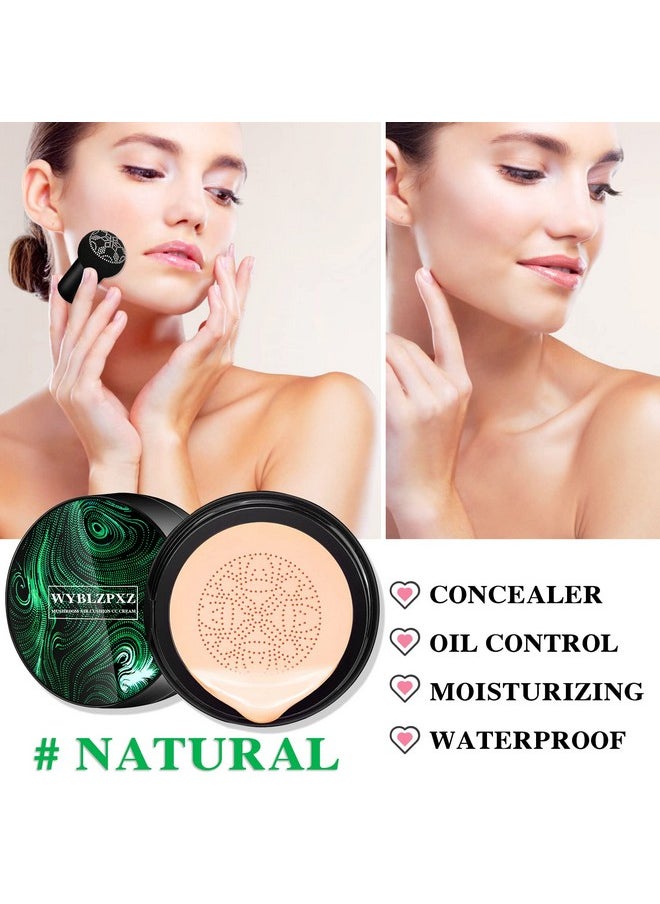 WYBLZPXZ - Mushroom Head Air Cushion CC Cream BB Cream Cushion Foundation Moisturizing Full Coverage Foundation Concealer Lasting Foundation Makeup Tone Makeup Base Primer（Natural） - Image 1