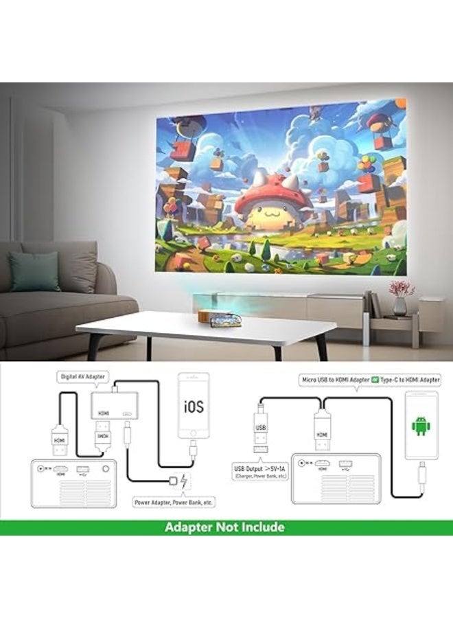 Portable mini cartoon projector, suitable as a gift for children, for showing videos outdoors, Pico home movie projector, with HDMI and USB TV AV inputs and remote control, multi-colored - Image 5