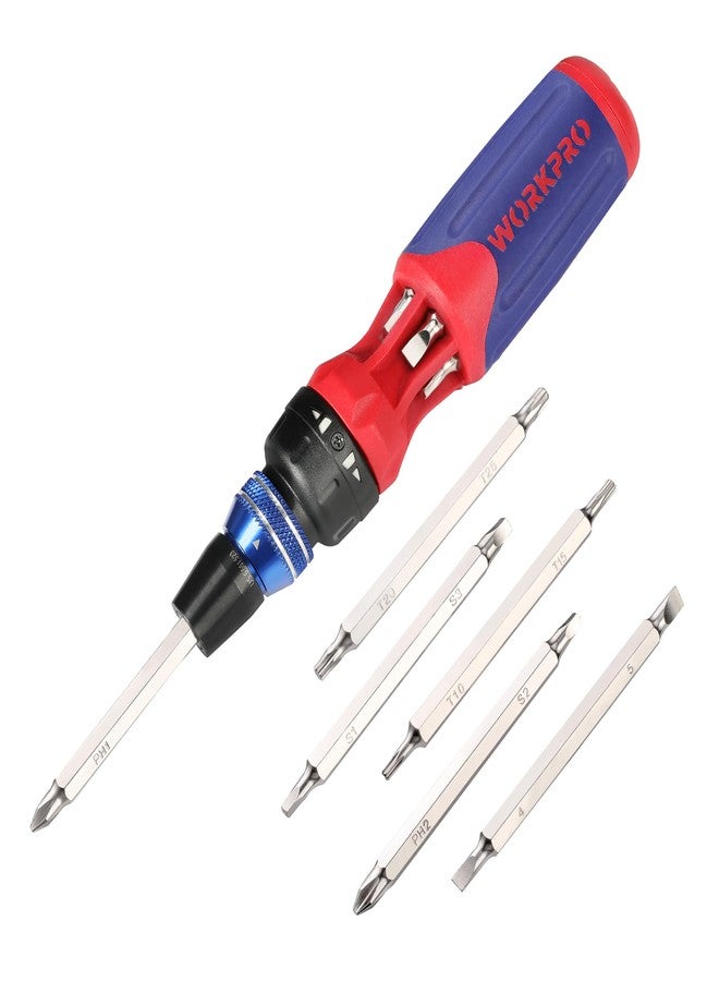 WORKPRO 12-in-1 Ratcheting Multi-Bit Screwdriver Set, Quick-load Mechanism Screwdriver with Double End Bits in Handle - Image 1