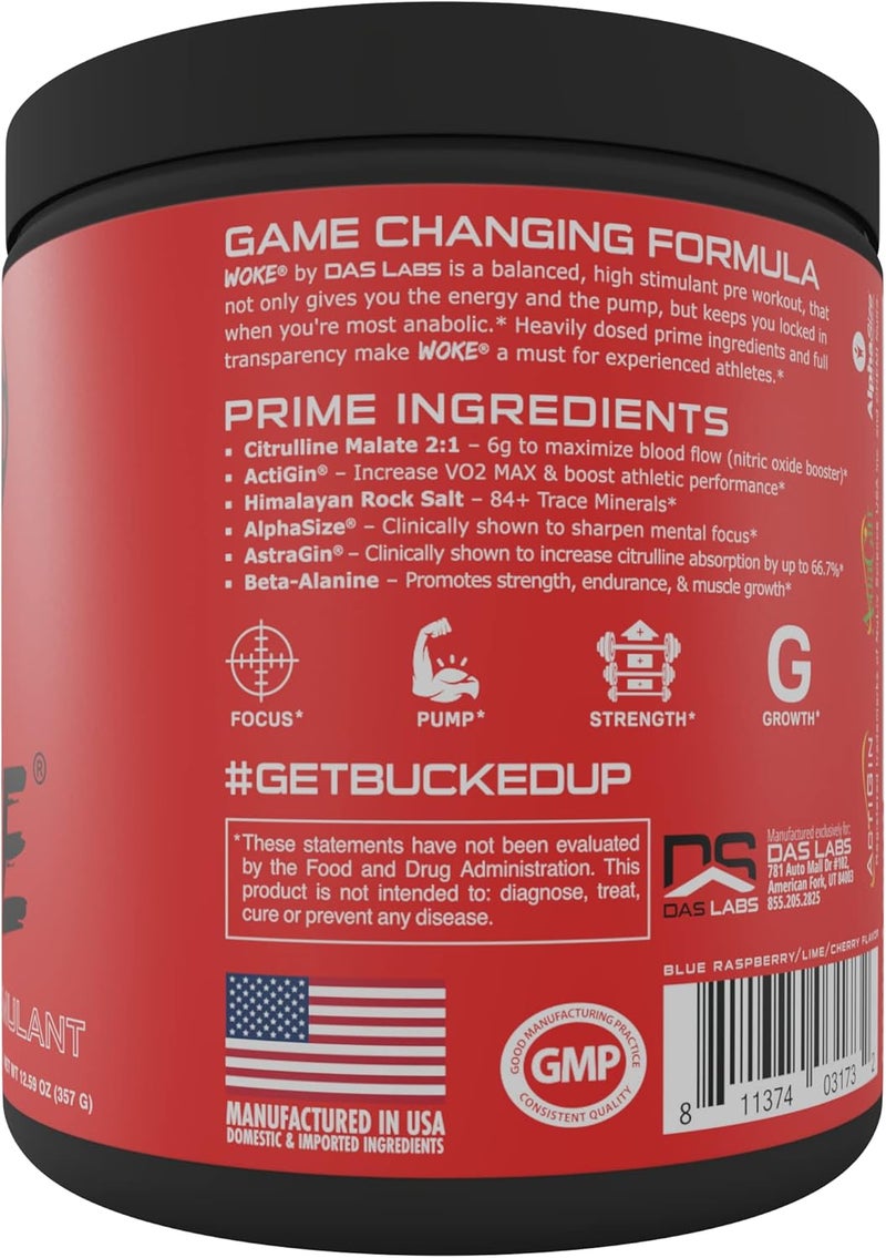 Bucked Up  Woke  HIGH STIM Pre Workout  Best Tasting  Focus Nootropic Pump Strength and Growth 30 Servings Rocket Pop - Image 4