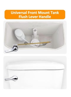 KASTWAVE Front Mount Toilet Handle, Toilet Handle Replacement Kit, Universal Toilet Flush Handle, Zinc Alloy Toilet Tank Trip Lever with H2 Brass Arm, Tank Flush Lever Replacement Handle  - Image 4