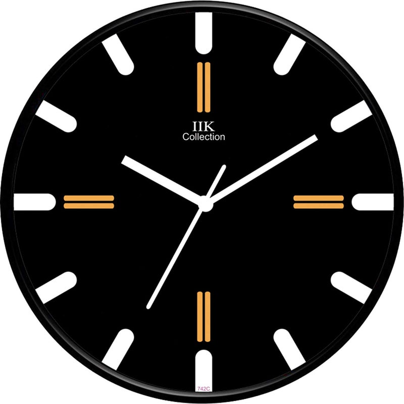 IIK COLLECTION 12-inch Designer Plastic Analogue Round WallClock for Home, Kitchen, Living Room, Bedroom, Office (30 cm x 30 cm x 6 cm) - Image 1