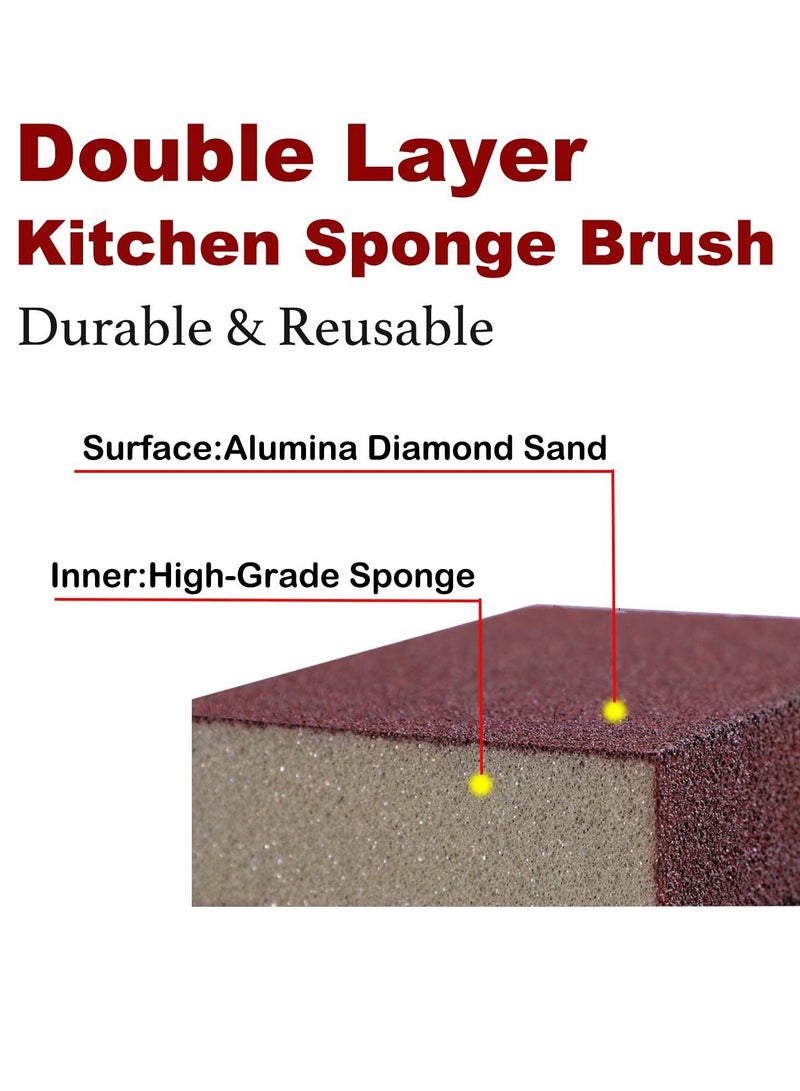 SYOSI Sponge Set for Kitchen, Emery Kitchen Pot Brush with Replaceable Handle, Home Cleaning Tool Pots and Pans Range Hood to Remove Rust Dirt(5 Pcs) - Image 2