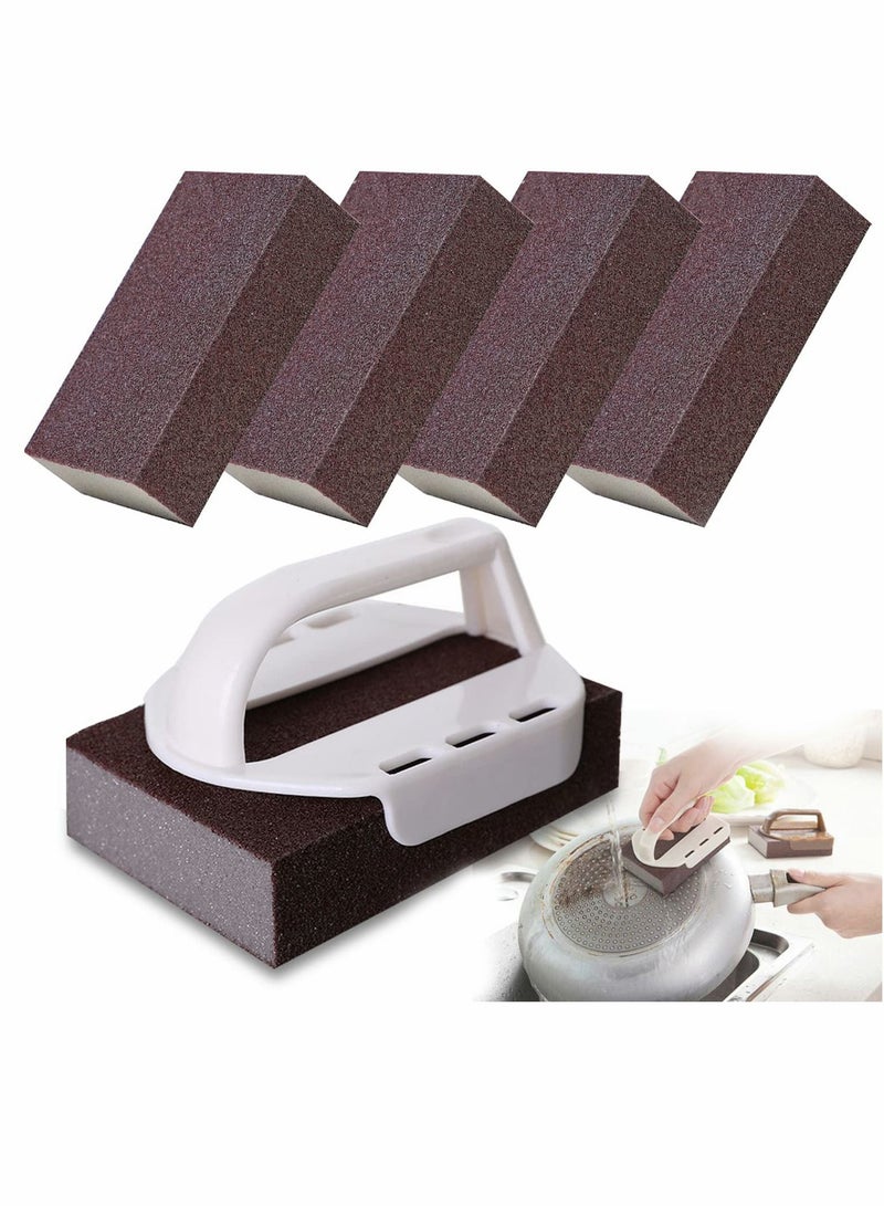 SYOSI Sponge Set for Kitchen, Emery Kitchen Pot Brush with Replaceable Handle, Home Cleaning Tool Pots and Pans Range Hood to Remove Rust Dirt(5 Pcs) - Image 1
