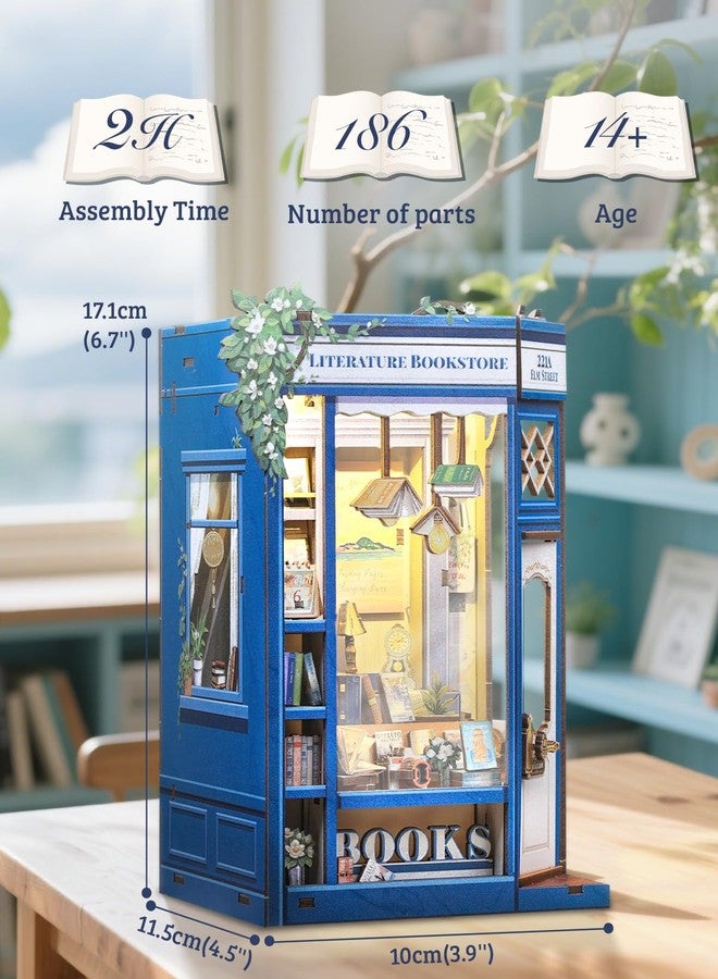 Cutefun Book Nook Miniature House DIY Kit for Adults, Book Shelf, Wooden 3D Puzzle, Mini Craft Model Kit, Gift for Women Book Lovers (Literature Bookstore) - Image 2