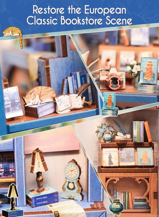 Cutefun Book Nook Miniature House DIY Kit for Adults, Book Shelf, Wooden 3D Puzzle, Mini Craft Model Kit, Gift for Women Book Lovers (Literature Bookstore) - Image 5