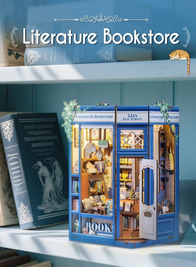 Cutefun Book Nook Miniature House DIY Kit for Adults, Book Shelf, Wooden 3D Puzzle, Mini Craft Model Kit, Gift for Women Book Lovers (Literature Bookstore) - Image 3