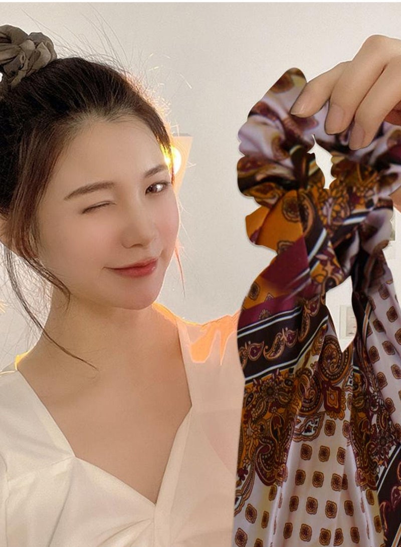 اليسا 1-Pcs Ribbon Bow Scrunchies Hair Bands Scarf - Image 4