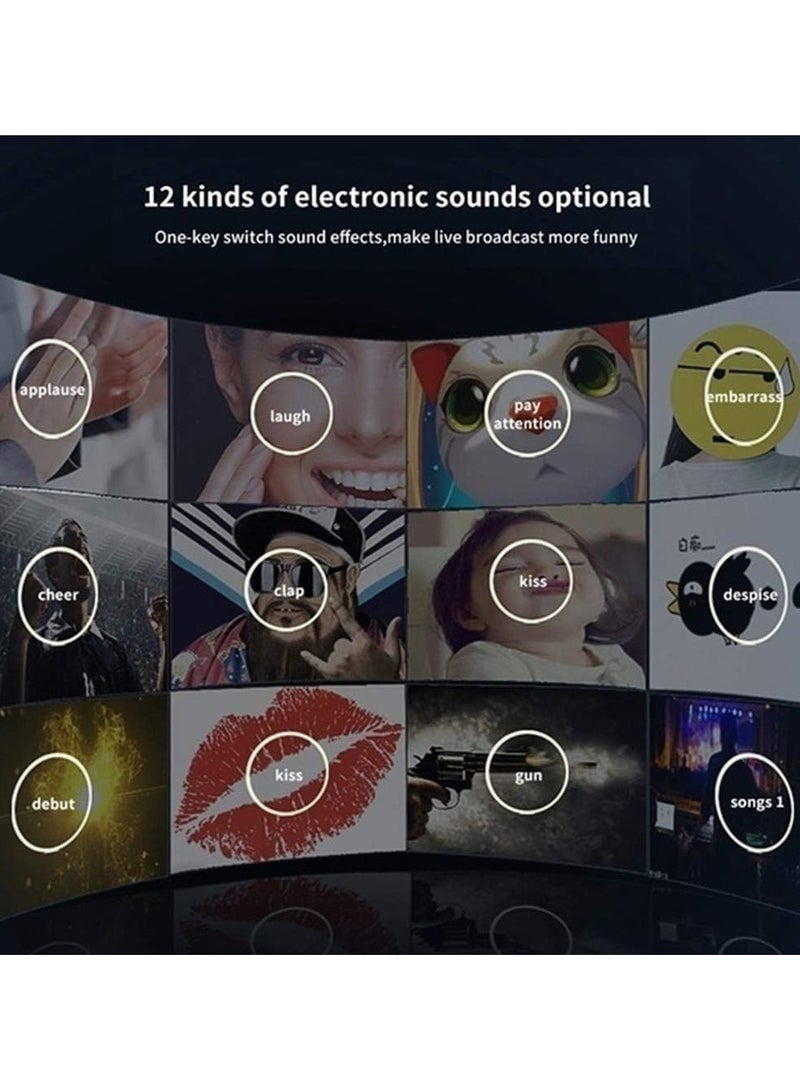 Festive Gallery V8S Live Sound Card Bluetooth Sound Mixer Board 3.5mm Audio Interface Live Sound Card with 16 Sound Effects 6 Connecting Methods Dual DSP Noise Reduction Chip For Live Streaming Recording Game PC - Image 2