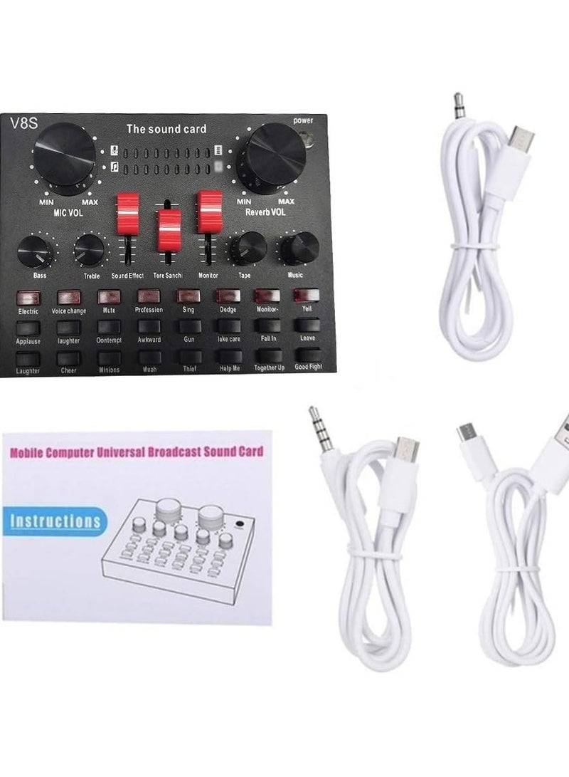 Festive Gallery V8S Live Sound Card Bluetooth Sound Mixer Board 3.5mm Audio Interface Live Sound Card with 16 Sound Effects 6 Connecting Methods Dual DSP Noise Reduction Chip For Live Streaming Recording Game PC - Image 3