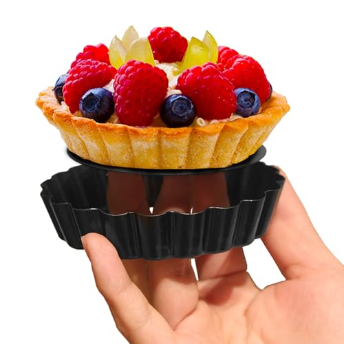 CFGUK 6 Pack Mini Tart Pans 4 Inch with Removable Bottom Round Non-stick Deep Quiche Pan, Heavy Duty Fluted Side for Pies, Egg Tart Molds for Baking, Mousse Cakes, Fruit and Desserts (4 Inch 6pcs) - Image 3